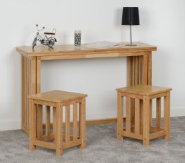 Richmond Foldaway Dining Set (2 Stools) - Oak Varnish