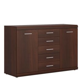 Imperial 2 Door 5 Drawer Sideboard - Dark Mahogany Melamine