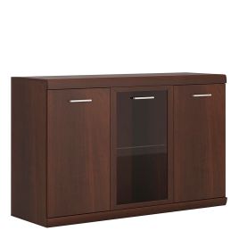 Imperial 3 Door Glazed Sideboard - Dark Mahogany Melamine