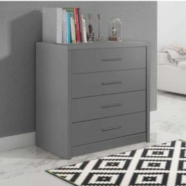 AVERTON Grey Chest of Drawers - Medium-sized, 4 Drawers