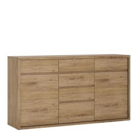 Oak Finish Chest of Drawers - SHAWINIGAN Extra Large Chest  6 Drawers