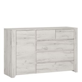 White Chest of Drawers - AKRON Large Chest  5 Drawers