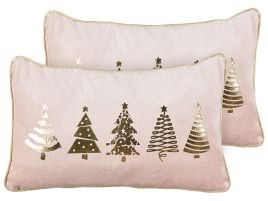 Hollycheer Velvet Cushions Christmas Tree Print 30 x 50 cm - Pink