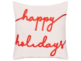 Frostfall Velvet Cushion Christmas Motif 45 x 45 cm - White