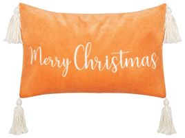 Lithops Velvet Cushion Christmas Motif with Tassels 30 x 50 cm - Orange