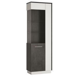 Zingaro Tall Glazed display cabinet (LH) - Slate Grey and Alpine White