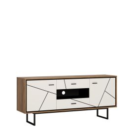 Brolo 2 door 2 drawer TV unit - White, Black, and dark wood