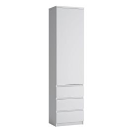 Fribo White Fribo Tall narrow 1 door 3 drawer cupboard in White - Alpine White