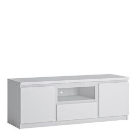 Fribo White Fribo 2 door 1 drawer 136 cm wide TV cabinet in White - Alpine White