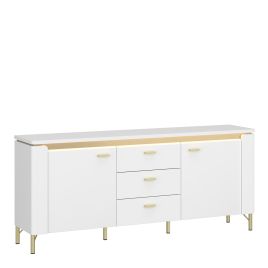 TV Stand - LAZIO 2 Door 3 Drawer Media Unit Alpine White and White Gloss 155.3cm