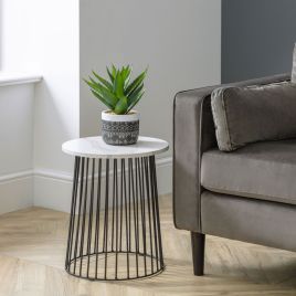 Broadway Round Lamp Table - White Marble