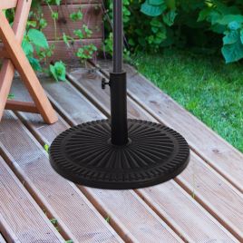 Cement Outdoor Garden Round Parasol Base - Black
