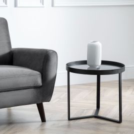 Loft Geometric Design Lamp Table - Smoked Glass