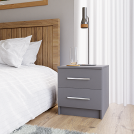 WARRINGTON 2 Drawer Bedside Table - Grey