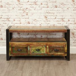 Laura Urban Edge Widescreen Television Cabinet with 3 Drawer and Open Shelf - Natural Wood