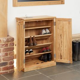 Harriet Contemporary 2 Door Shoe Cabinet - Oak