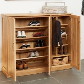 Harriet Contemporary Extra Large Triple Door Shoe Cabinet - Oak