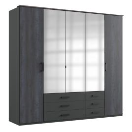 Bodden 5 Door Wardrobe Front Digi Steel Carcase - Graphite