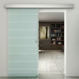 Indoor Tempered Frosted Glass Sliding Barn Door 