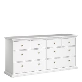 White Chest of Drawers - PORTHOPE Extra Large Chest  8 Drawers