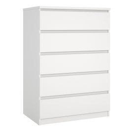 NANAIMO White Chest of Drawers - Medium-sized, 5 Drawers