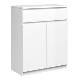 Naia Sideboard - 1 Drawer 2 Doors in White High Gloss - White High Gloss