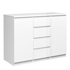 Naia Sideboard - 4 Drawers 2 Doors in White High Gloss - White High Gloss