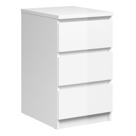 Naia Bedside - 3 Drawers in White High Gloss - White High Gloss