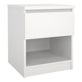 Bedside Table - NANAIMO Nightstand 1 Drawer 1 Shelf White 40cm