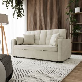 FARLOWE Fabric 2 Seater Sofabed - Cream