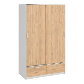 Kids Wardrobe - LACOSTE 2 Door 2 Drawer Children Wardrobe White and Oak 121.2cm
