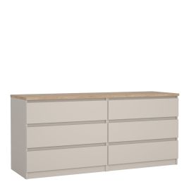 NANAIMO Beige Chest of Drawers - Extra Large-sized, 6 Drawers, Double