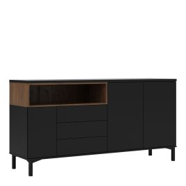 Roomers Sideboard 3 Drawers 3 Doors in Black and Walnut - Black and Walnut