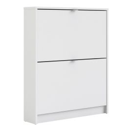 Shoe cabinet w. 2 tilting doors and 1 layer - White