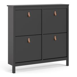Barcelona Shoe cabinet 4 compartments in Matt Black - Matt Black
