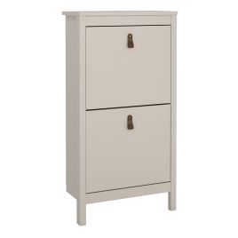 BURNLEY Tallboy Narrow Shoe Cabinet 2 Flip Down Doors - Beige