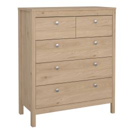 MEMPHIS Oak Finish Chest of Drawers - Medium-sized, 5 Drawers