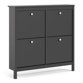 Madrid Shoe cabinet 4 Compartments in Matt Black - Matt Black
