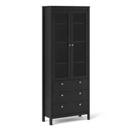 Madrid China cabinet 2 doors w/glass + 3 drawers in Matt Black - Matt Black