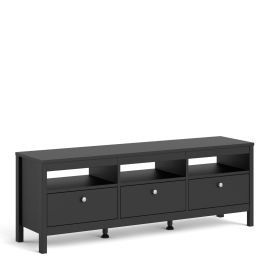Madrid Tv-unit 3 drawers in Matt Black - Matt Black