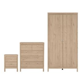 Wardrobe Set - MEMPHIS 2 Door Wardrobe Set 3 Piece Jackson Hickory Oak