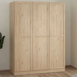 Wardrobe - MANFRED 3 Door Wardrobe Jackson Hickory Oak 147cm
