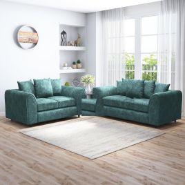 LORVANI Fabric 3 and 2 Seater Scatterback Sofa Set - Teal