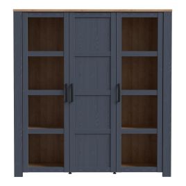 Display Cabinet - BOHOL Cabinet 4x LED Lights Riviera Oak and Navy 151.1cm