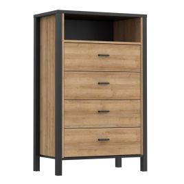 HUNTLY Oak Finish Chest of Drawers - Medium-sized, 4 Drawers