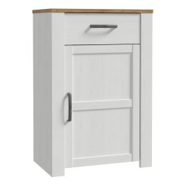 BUENOS 1 Door 1 Drawer Shoe Cabinet in Riviera Oak/White