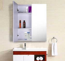 2-Door Wall Mount Mirrored Bathroom Storage Cabinet