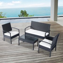 Classic 4PC Rattan Conservatory Set - Black