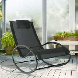 Texteline Rocking Sun Lounger Chair - Black