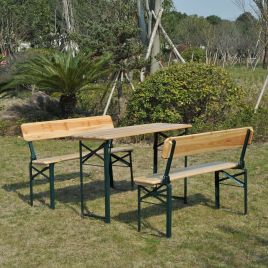 Portable Folding Camping Table and 2 Bench Set